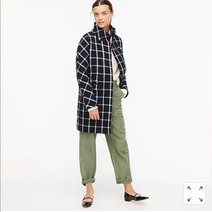 NWT- Jcrew Cocoon Coat in Windowpane Italian Wool